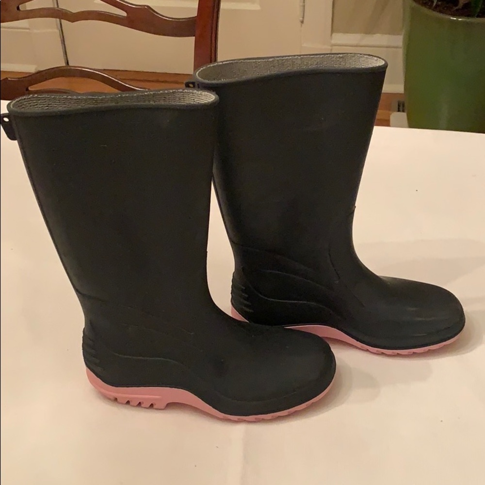 Girl’s Pink & Navy Rain Boots - Size 13